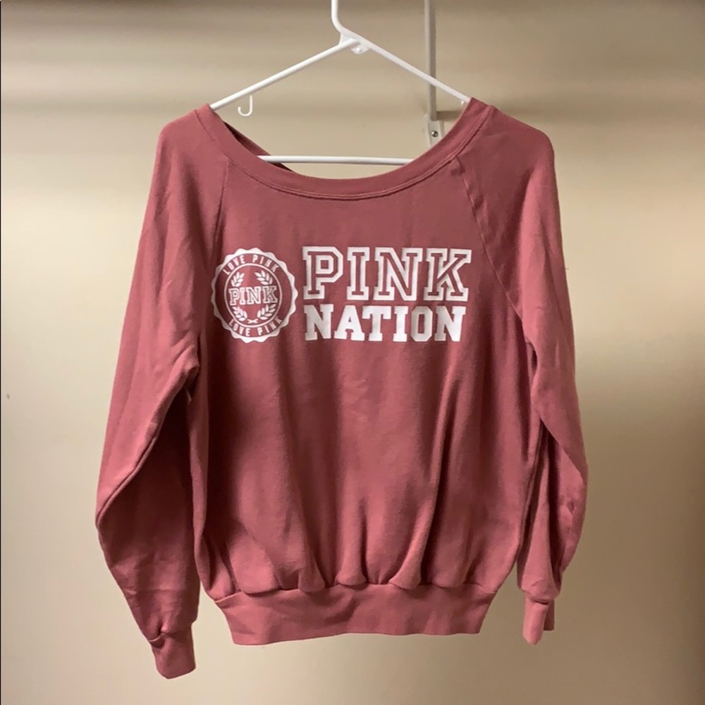 VS PINK off shoulder long sleeve shirt